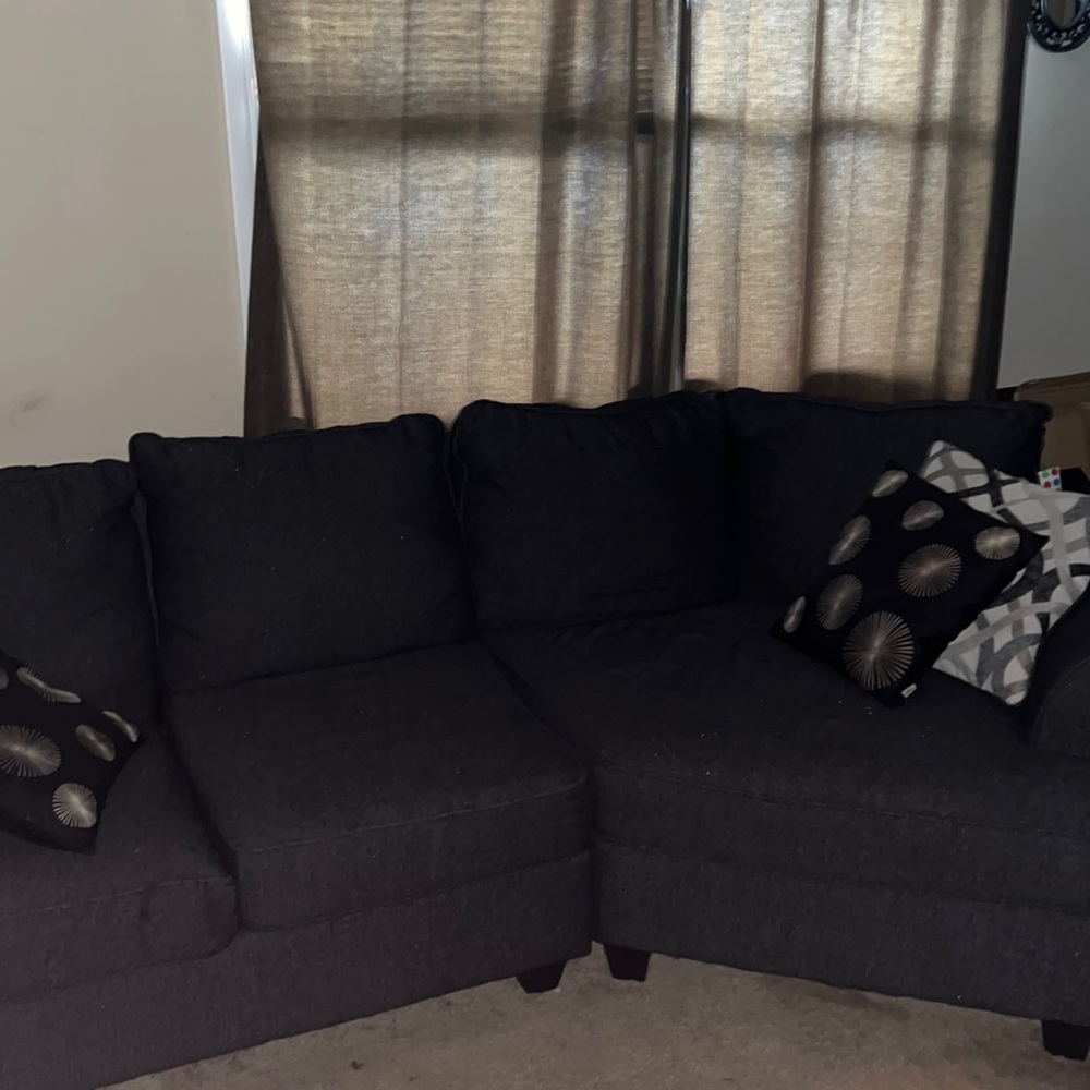 Lovely black sectional couch soft cushion